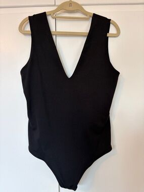Free People Deep V-Neck Sleeveless Bodysuit